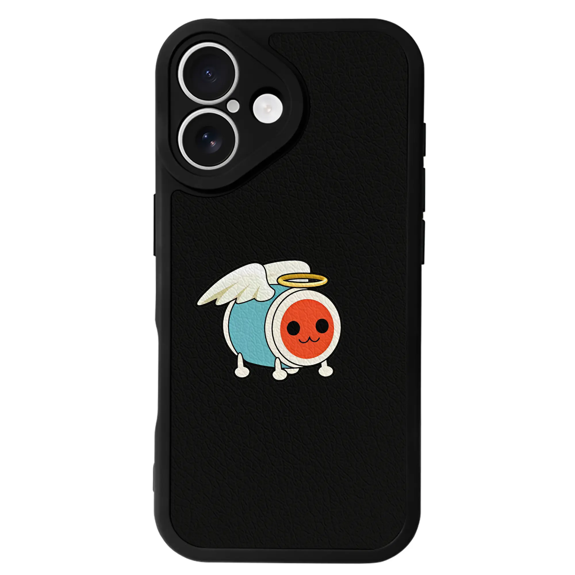 太鼓の達人 グッズ - IPhone 16シリーズ対応 ・ シリコンスマホケース ・ レザー調 ・ 高精度フィット ・ 耐衝撃 ・ ワイヤレス充電対応 ・ 精密カット